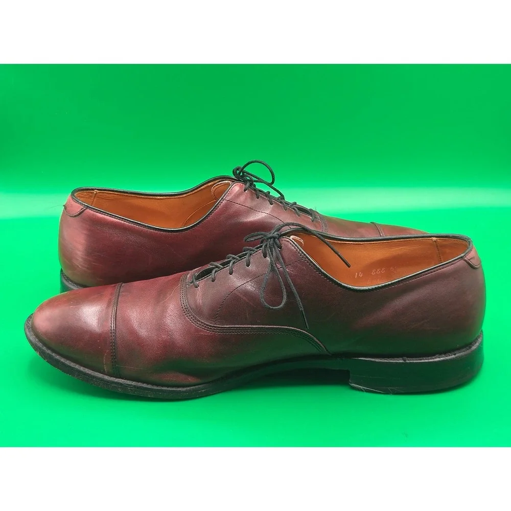 Allen Edmonds Mens Park Avenue Burgundy Leather Cap Toe Oxford Shoes 14 EEE 5875